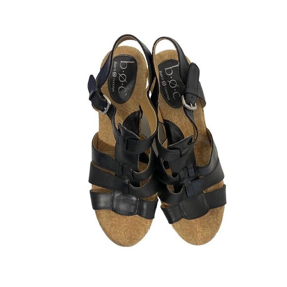 Born Concepts Black Leather Wedge Sandals - Picture 12 of 13